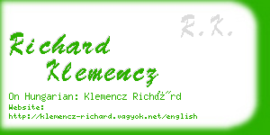 richard klemencz business card